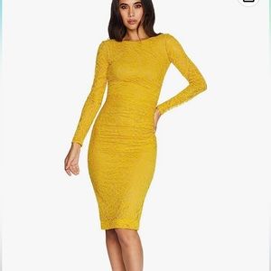 Dress The Population Yellow Floral Appliqué L lace Gown Dress